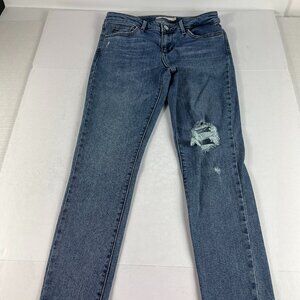 Levi's Jeans Women's 26 711 Skinny Fit Blue Faded Distressed Faded Stretch Denim